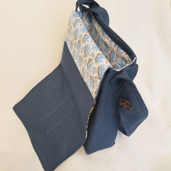 Messenger Bag Adjustable Embroidered Bird Vintage Fabric - Picture 9 of 11